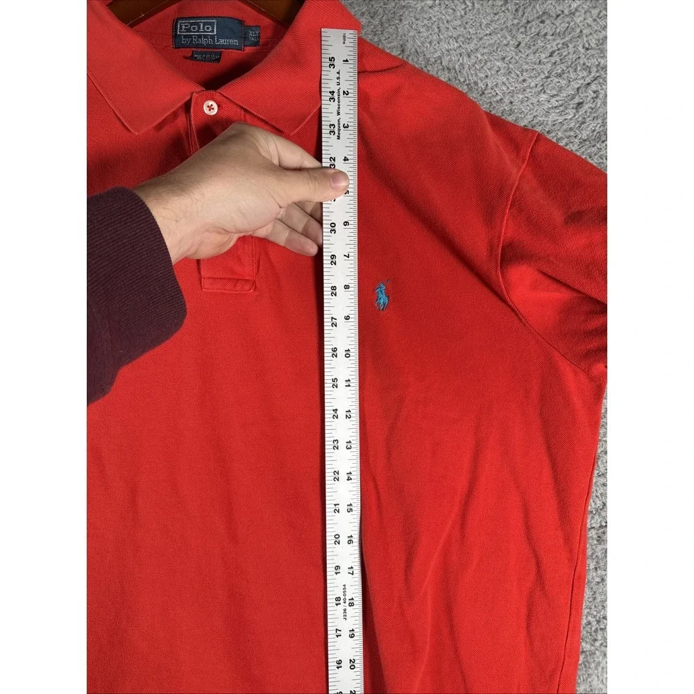 Polo Ralph Lauren Pique Shirt Mens XLT Tall Red Blue Pony‎